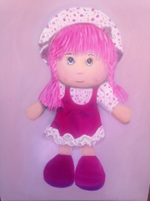 cuadro-al-oleo-infantil-muñeca-rosa